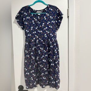 Jennifer Moore Floral Blue Dress Vintage 90’s Size Medium